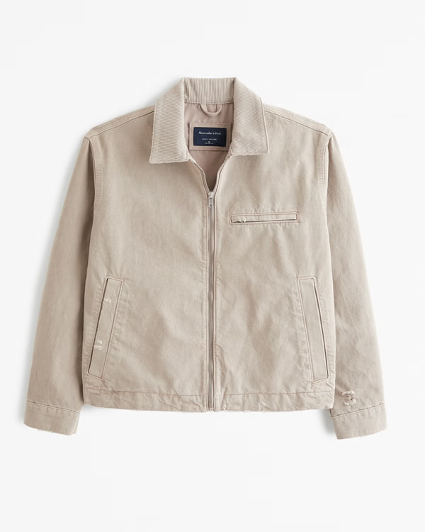 Men's Cropped Zip Workwear Jacket | Men's Clearance | Abercrombie.com | Abercrombie & Fitch (US)