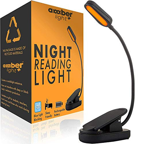 Amber Light + Giftable Amber Book Light - Blue Light Blocking - Night Reading Booklight Store. Rechargeable. 1600K for Reading in Bed at Night. Perfect as a Giftable Kindle Light and LED Book Light. | Amazon (US)