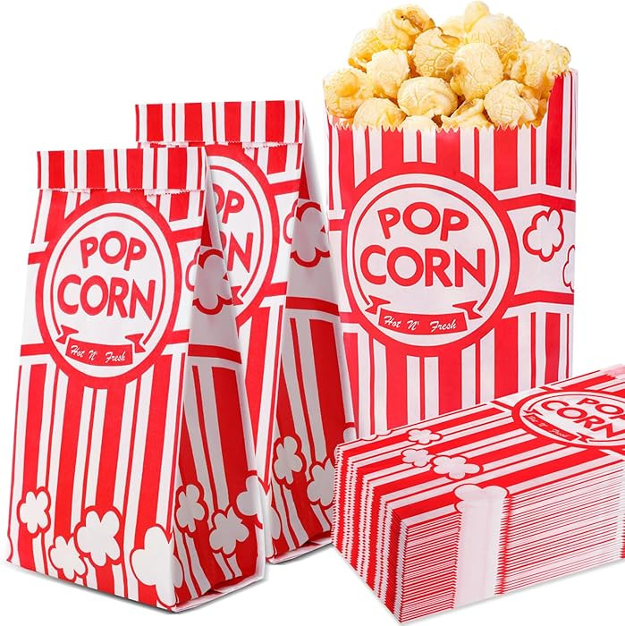 VOISEN Paper Popcorn Bags,100 Pack 1oz Popcorn Bags Individual Servings, Popcorn Bag Bulk for Pop... | Amazon (US)