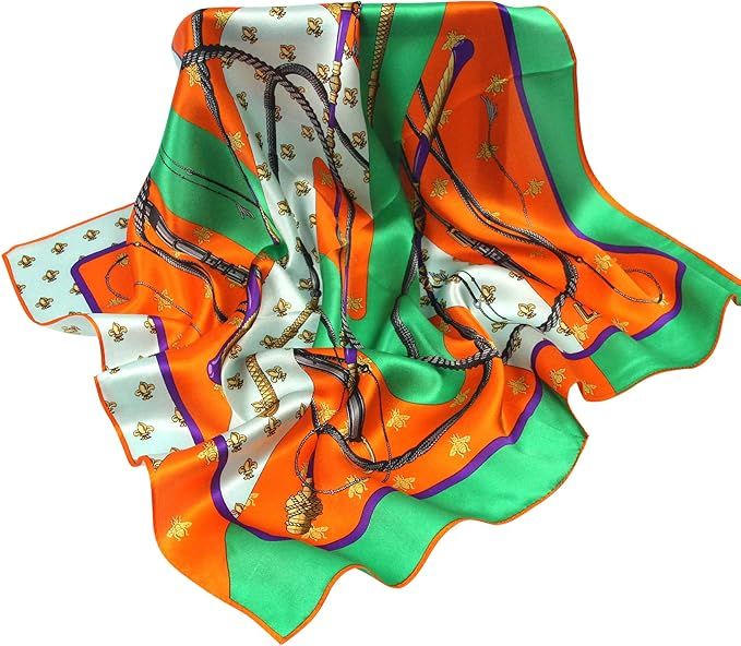 Silk Scarf Luxurious Square Warp -100% Nature Silk Hankerchief 21"21"… | Amazon (US)