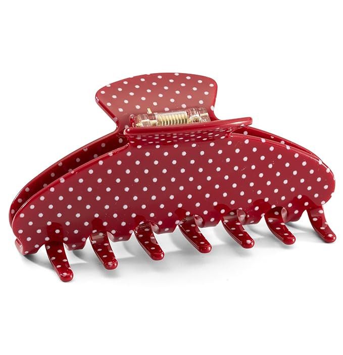 Large Acetate 4 Inch Hair Claw Clip for Women, Red Polka Dots Claw Clips & Jaw Clips for Thin or ... | Amazon (US)