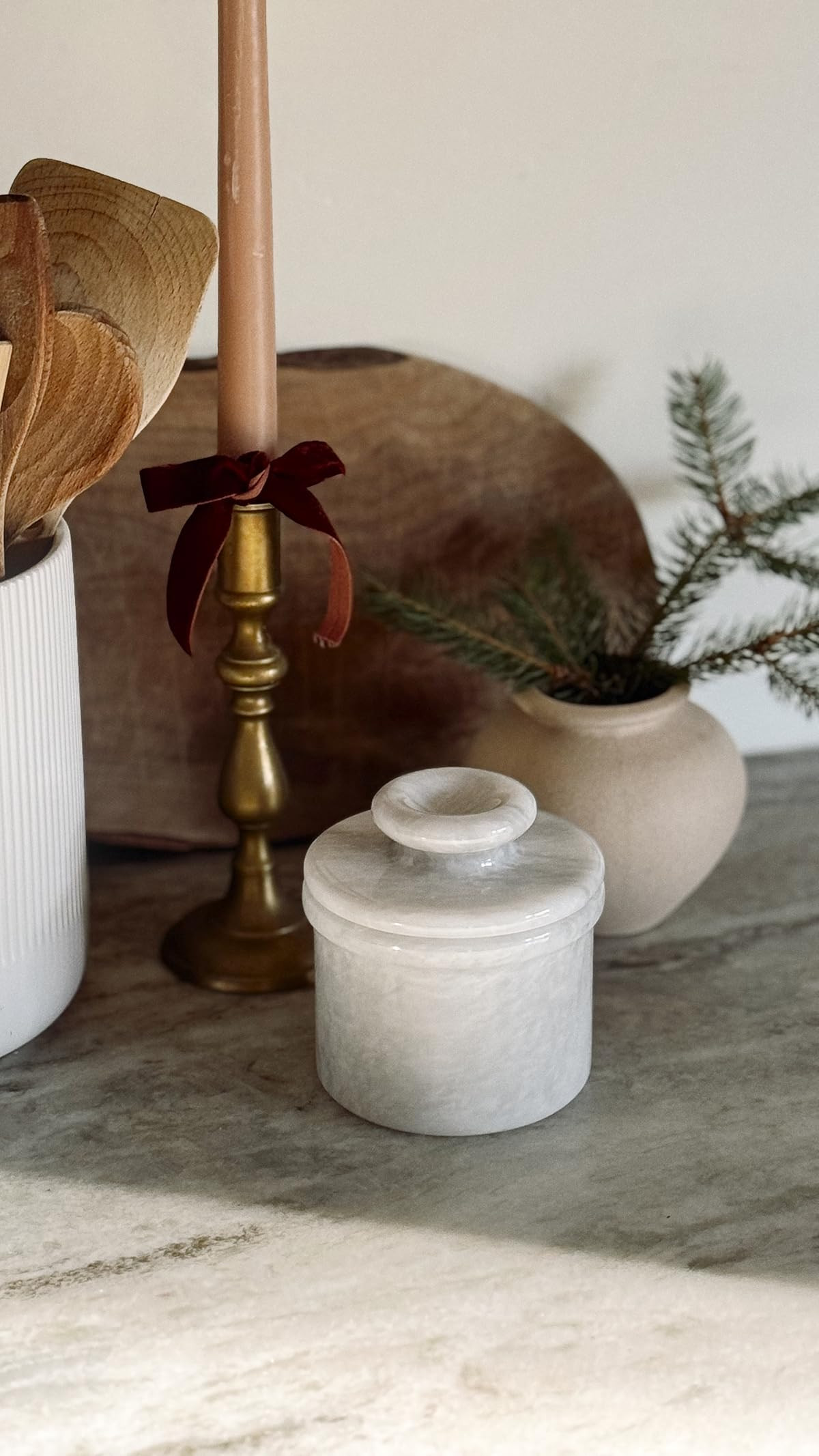 Radicaln Marble Butter Keeper 4'' inches White Handmade Cover Pot French Butter Storage - Crock K... | Amazon (US)