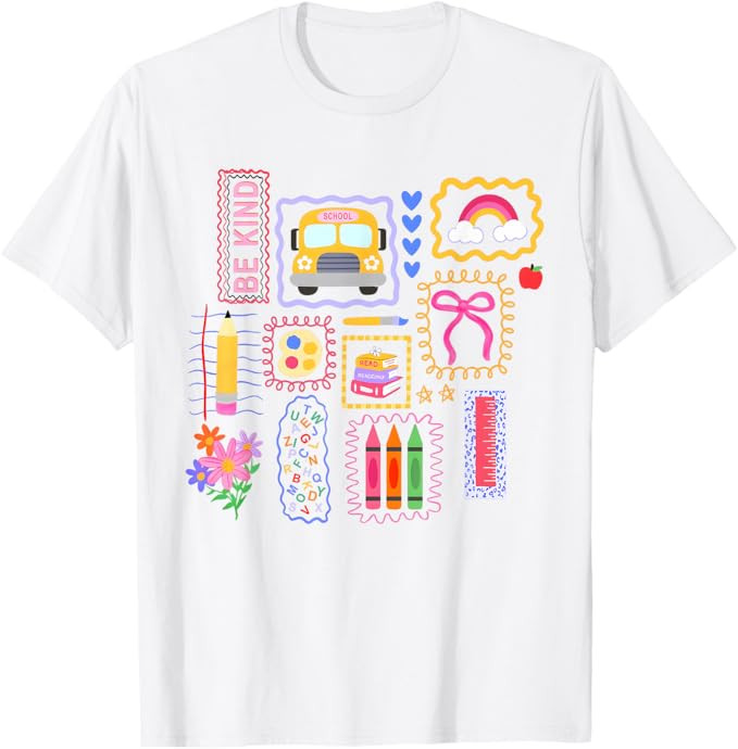 Teacher Colorful Doodle Back to School for Teacher T-Shirt | Amazon (US)