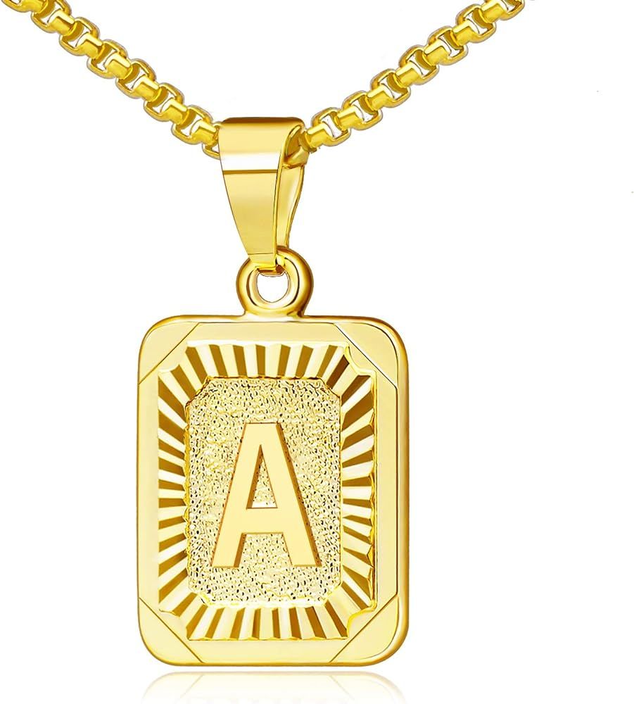 JSJOY Gold Initial Necklaces for Women Men Gold Letter Necklaces 26 Capital A-Z Letter Pendant Ne... | Amazon (US)