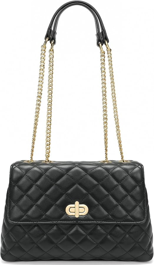 Purse for Women Quilted Shoulder Handbags with Chain Strap Leather Crossbody Bag | Amazon (US)
