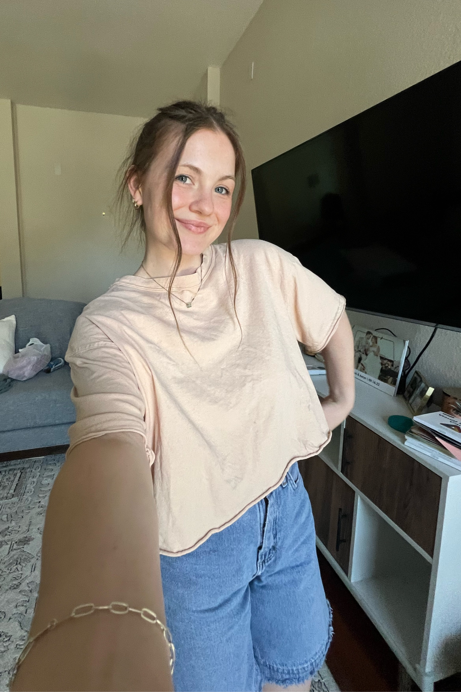 the best shirt for summer! it’s nursing friendly and so lightweight. definitely a must have for Texas heat 🌞 

• I’m wearing a size Small in the tee And size 4 in the shorts. The shorts are vintage riders so I wasn’t able to find the exact link, but tagged some similar pieces! 

Free people movmement, riders, denim, vintage shorts, nursing friendly, maternity 

#LTKActive #LTKFindsUnder50 #LTKStyleTip