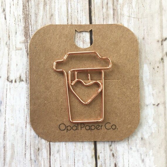 Rose Gold Coffee Cup Paper Clip | Etsy (US)