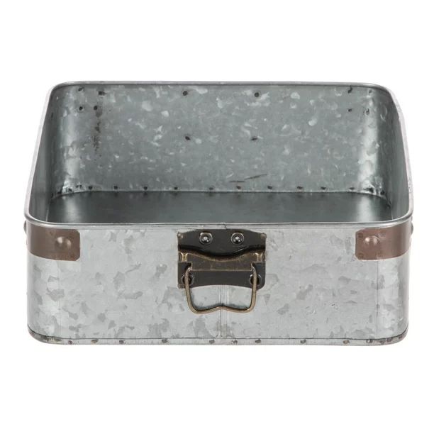 Mainstays Silver Galvanized Metal Square Tray with Bronze Antique Accents | Walmart (US)