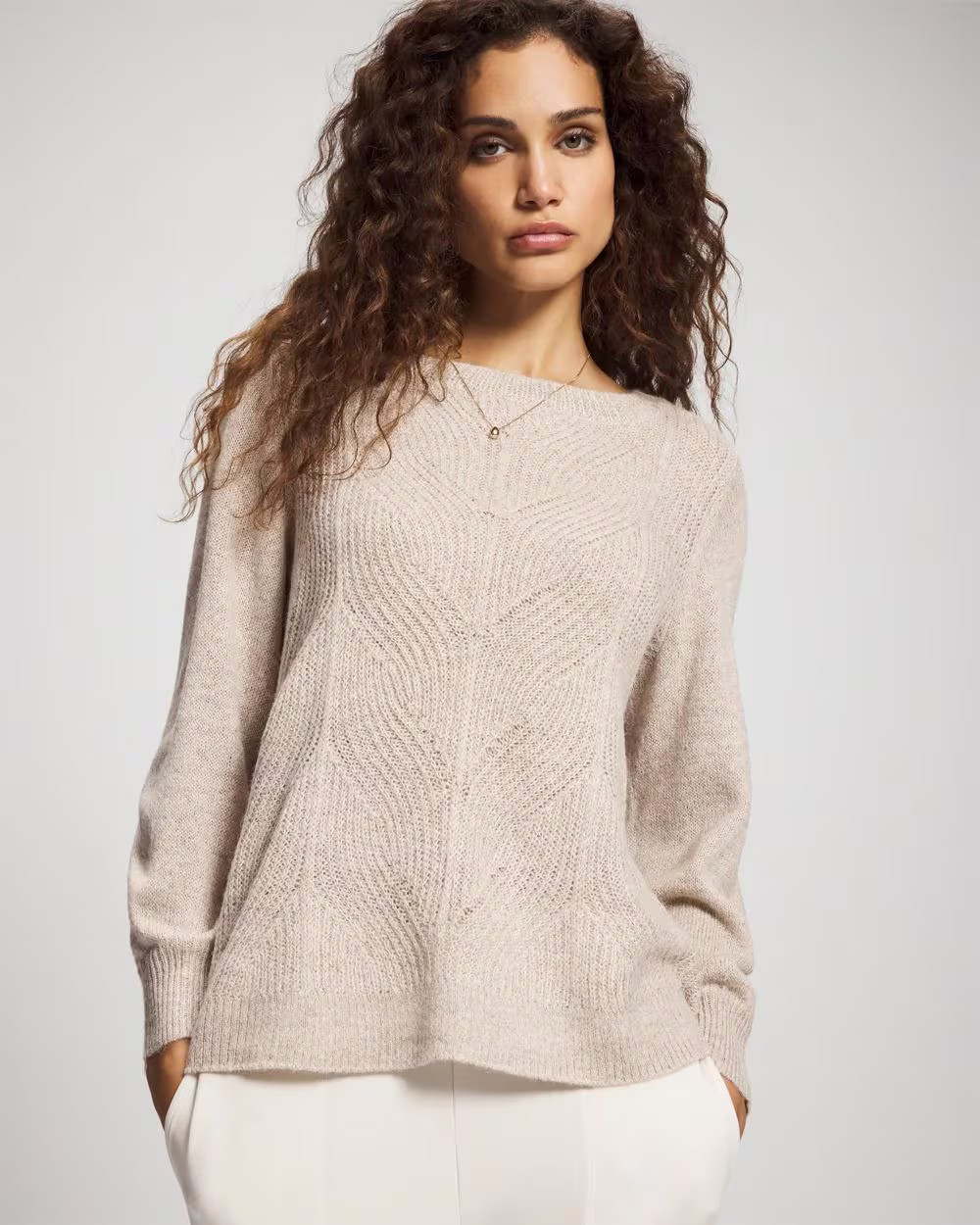 Shimmer Cable Knit Sweater | Soma | SOMA