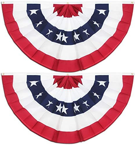 Anley USA Pleated Fan Flag, 3x6 Ft American US Bunting Flags Patriotic Stars & Stripes - Sharp Co... | Amazon (US)