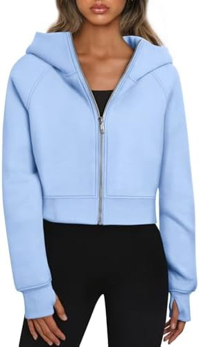 Trendy Queen Womens Zip Up Hoodies Jackets Cropped Sweatshirts Fleece Fall Outfits Casual Comfy Y... | Amazon (US)