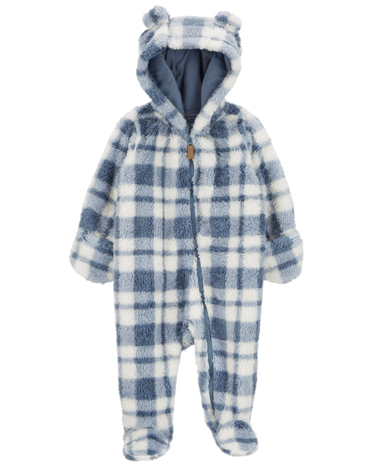 Ivory/Blue Baby Plaid Sherpa Pram | carters.com | Carter's