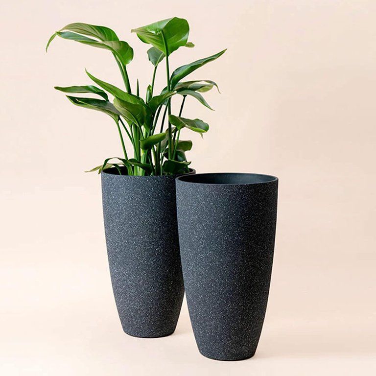 ZCYH Jolie Muse Tall Planters Outdoor Indoor - Specked Black Flower Plant Pots 20 inch Set of 2 | Walmart (US)