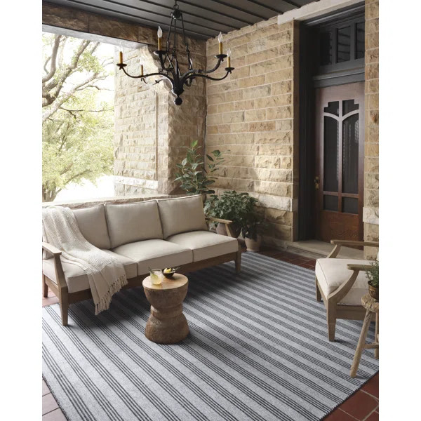 Magnolia Home by Joanna Gaines x Loloi Indoor / Outdoor Charlie Dove / Charcoal Area Rug | Wayfair North America