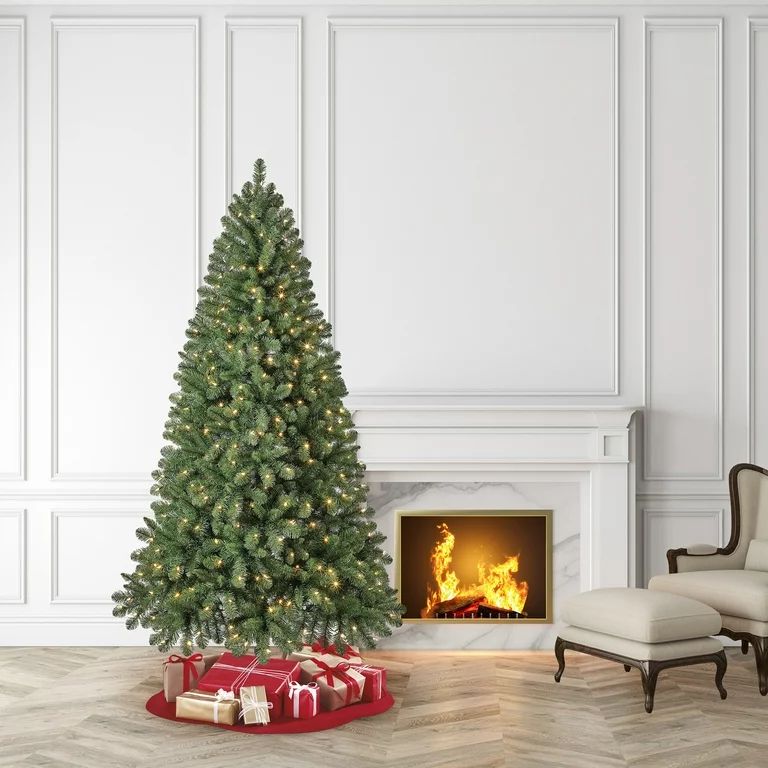 7.5 ft Pre-Lit Kennedy Fir Artificial Christmas Tree, Color-Changing LED Lights, by Holiday Time | Walmart (US)
