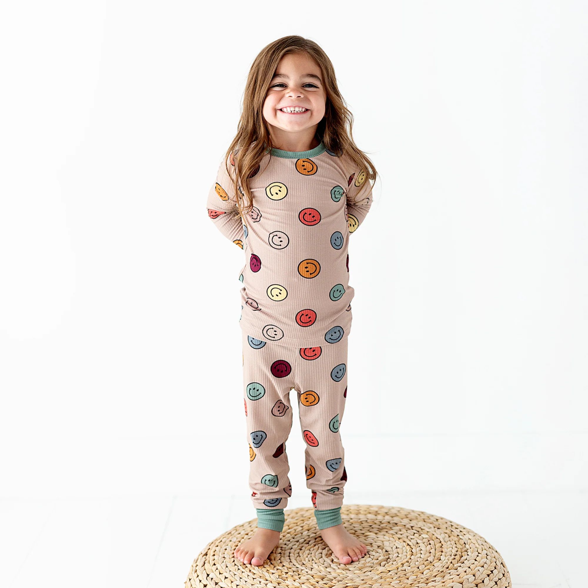 Smiley and I Know It Toddler/ Big Kid Ribbed Pajamas | Kiki + Lulu