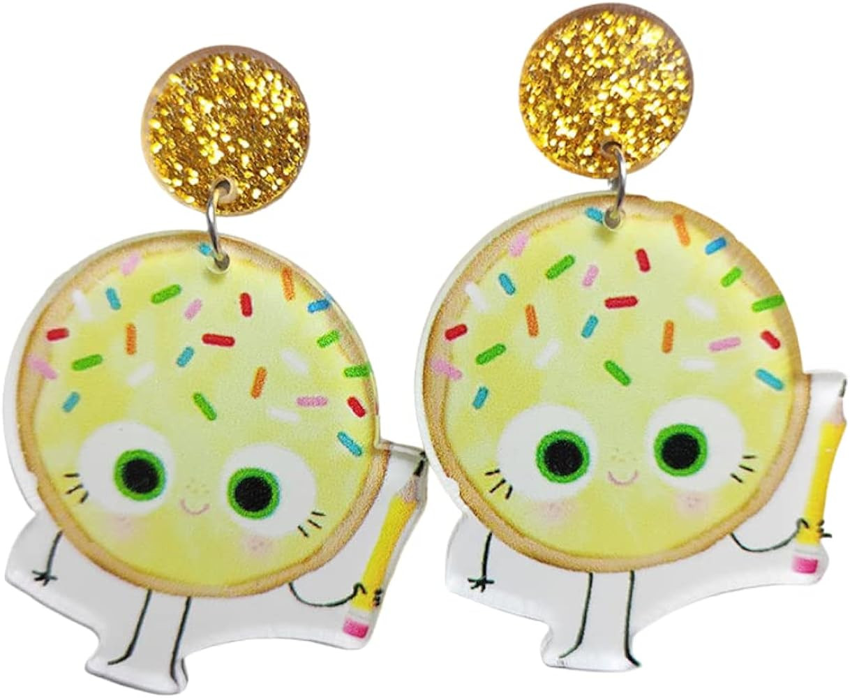 Unique Wooden Acrylic Drop Dangle Earrings Cute Cat Dog Elephant Frog Asymmetric Funny Earrings Lightweight Charm Jewelry Teacher Librarian Gift | Amazon (US)