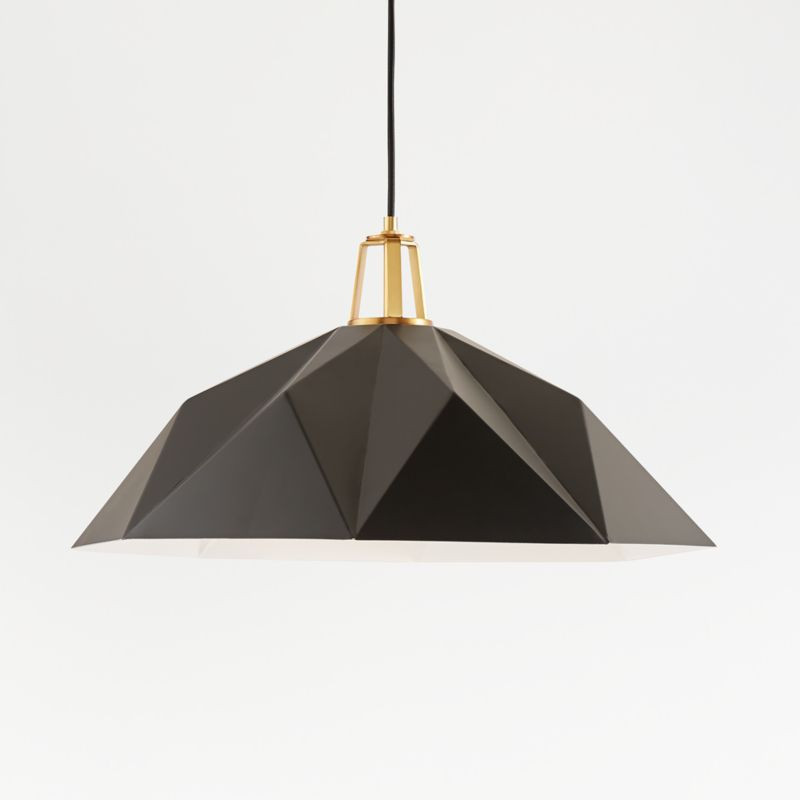 Maddox Black Faceted Pendant Large with Brass Socket | Crate and Barrel | Crate & Barrel