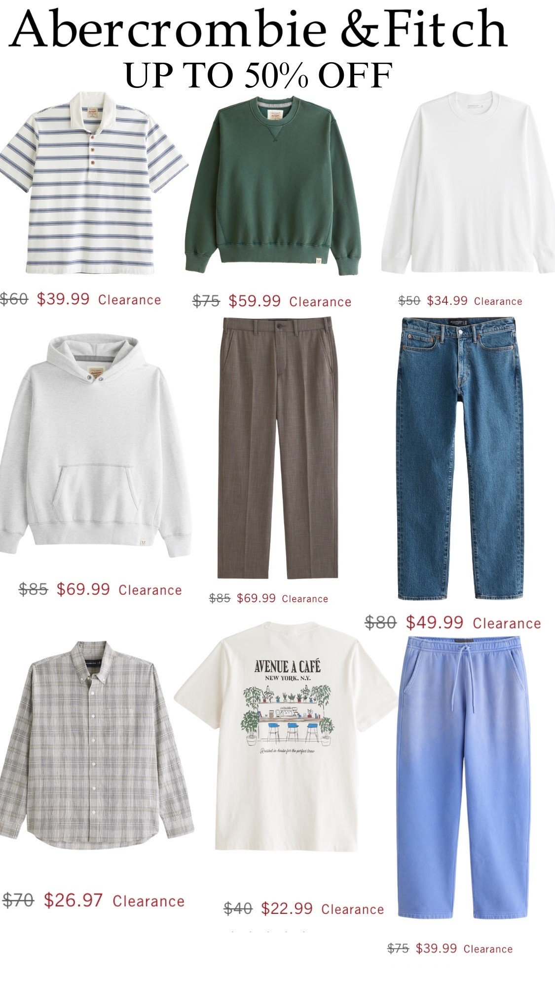 Abercrombie just quietly dropped one of their best sales 👀 up to 50% off and these are the pieces I’d actually buy. Perfect time to stock up on everyday essentials—clean polos, easy tees, relaxed denim, and those trousers that go with everything. Don’t sleep on this.

Hashtags:
#LTKSale #LTKMens #Abercrombie #AbercrombieStyle #MenswearFinds #MensFashion #MensStyle #SpringStyleMen #SummerStyleMen #AffordableFashion #StyleEssentials #OutfitInspoMen #MinimalStyle #EverydayFits #LTKUnder100 #LTKDeals #FashionDeals #MensOutfits #CleanFit #CapsuleWardrobe

#LTKMens #LTKgrwm