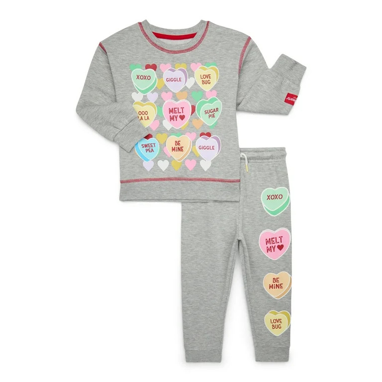 Sweethearts Toddler Boys or Girls Valentine's Day Candy Graphic Sweatshirt and Jogger Pants Set, ... | Walmart (US)