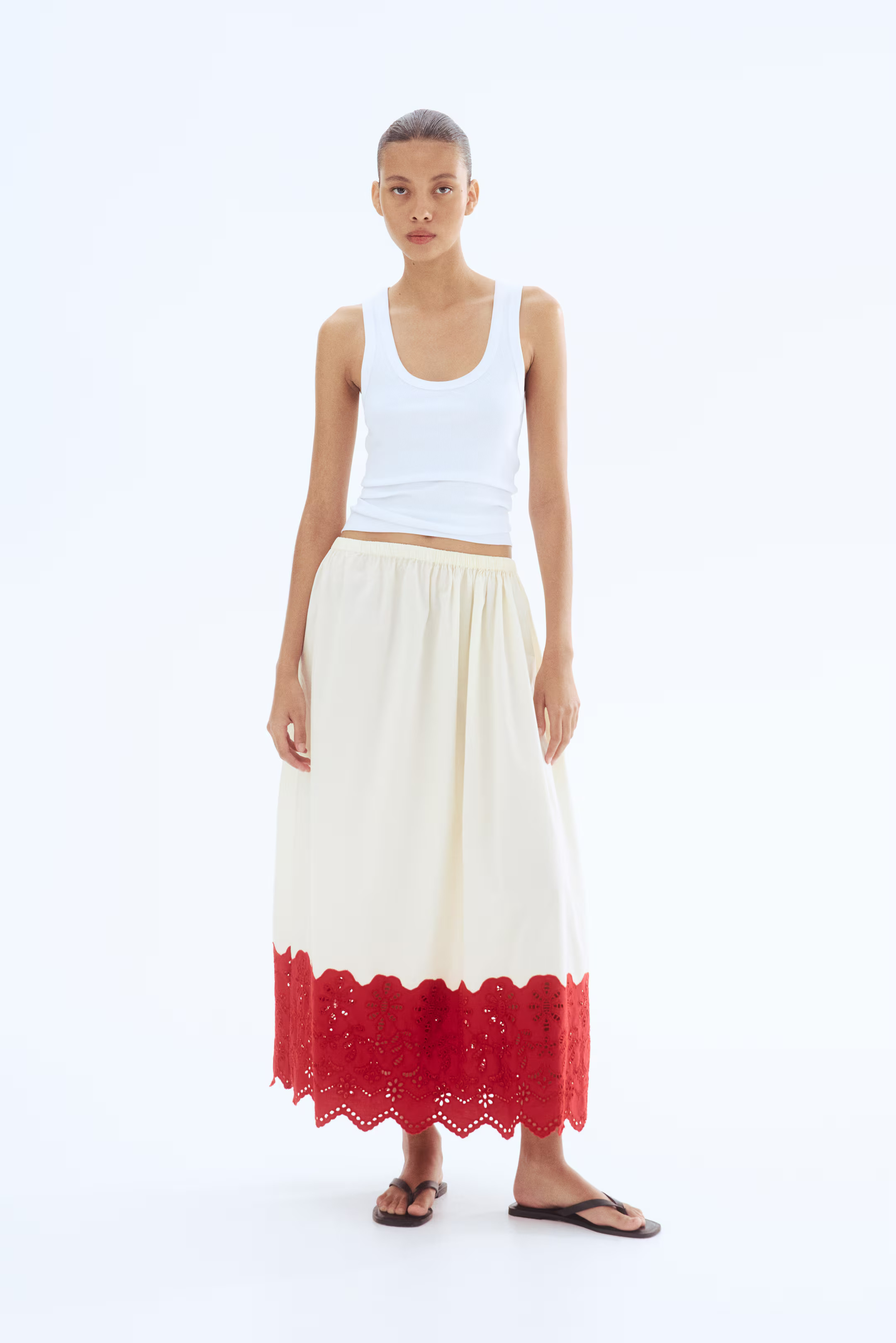 Eyelet-Embroidered Poplin Skirt | H&M (US + CA)