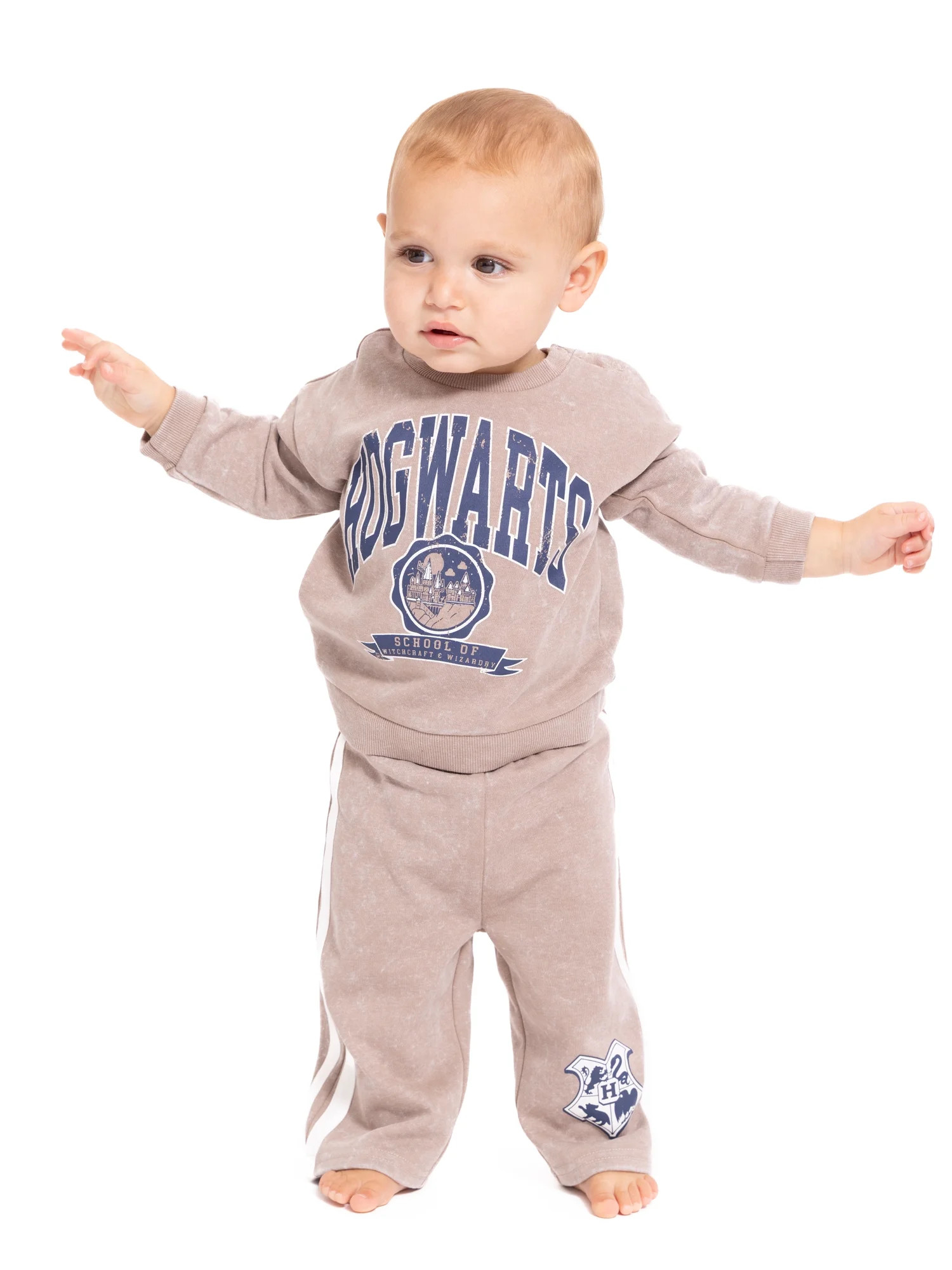 Harry Potter Hogwarts Baby Long Sleeve Graphic Crewneck Tee with Matching Pants, 2-Piece, Sizes 0... | Walmart (US)