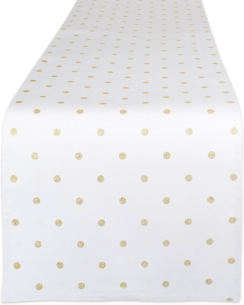 DII Polka Dot Kitchen Collection, Table Runner, 13x72, Metallic White/Gold Reversible | Amazon (US)