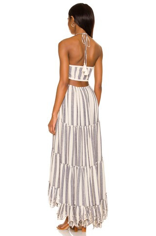 Kylie Maxi Dress in Cream & Blue | Revolve Clothing (Global)