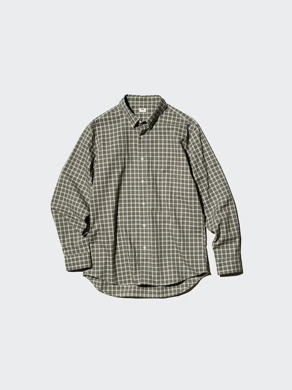 Broadcloth Regular Fit Shirt (Button-Down Collar, Check) | UNIQLO (UK)