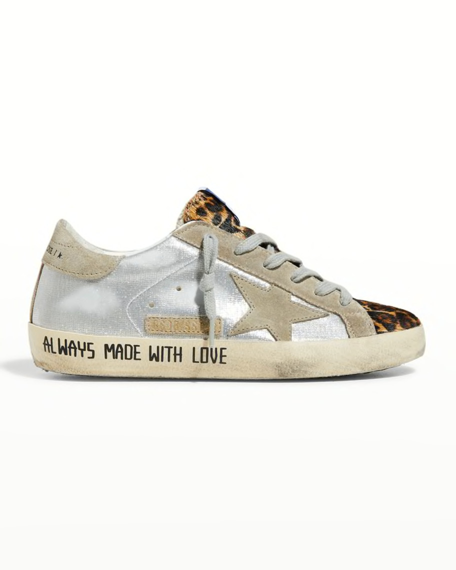 Golden Goose Superstar Leopard-Print Script Sneakers | Neiman Marcus