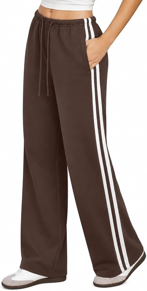 EasyGala Womens Wide Leg Sweatpants Striped Track Pants with Pocket | Amazon (US)