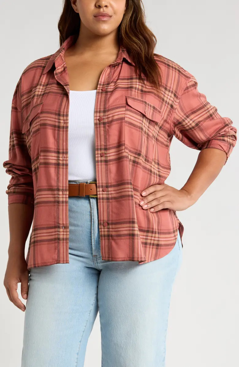 Treasure & Bond Boxy Flannel Button-Up Shirt | Nordstrom | Nordstrom