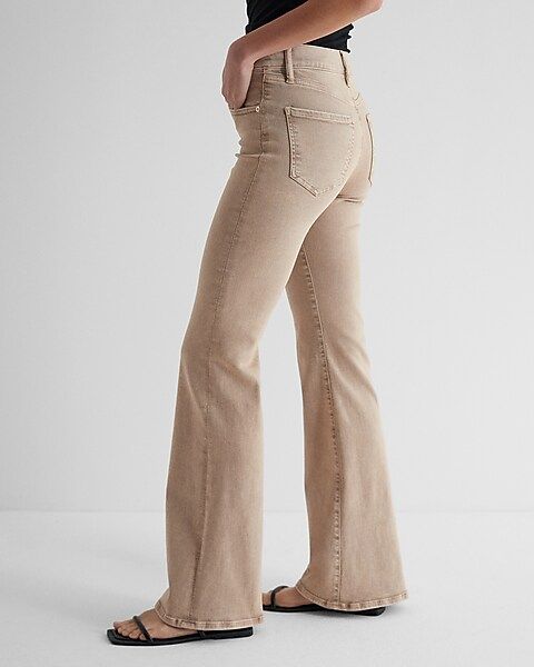 Mid Rise Tan 70s Flare Jeans | Express