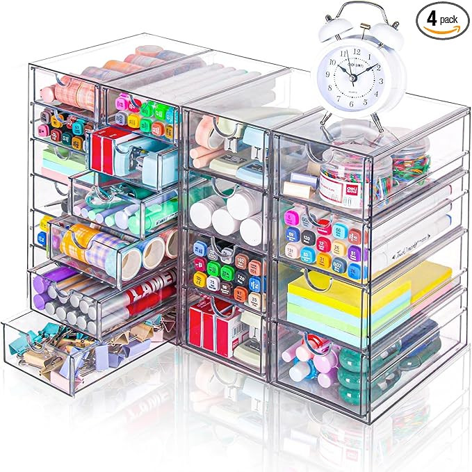Acrylic Organizer with Drawers | 20 Drawers 4 Sets | Desk Organizer and Storage, Clear Makeup Org... | Amazon (US)