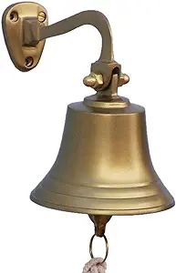 Antique Brass Finish Hanging Ship's Bell 6" - Nautical Bell - Made of Aluminum Nautical Decor Rus... | Amazon (US)