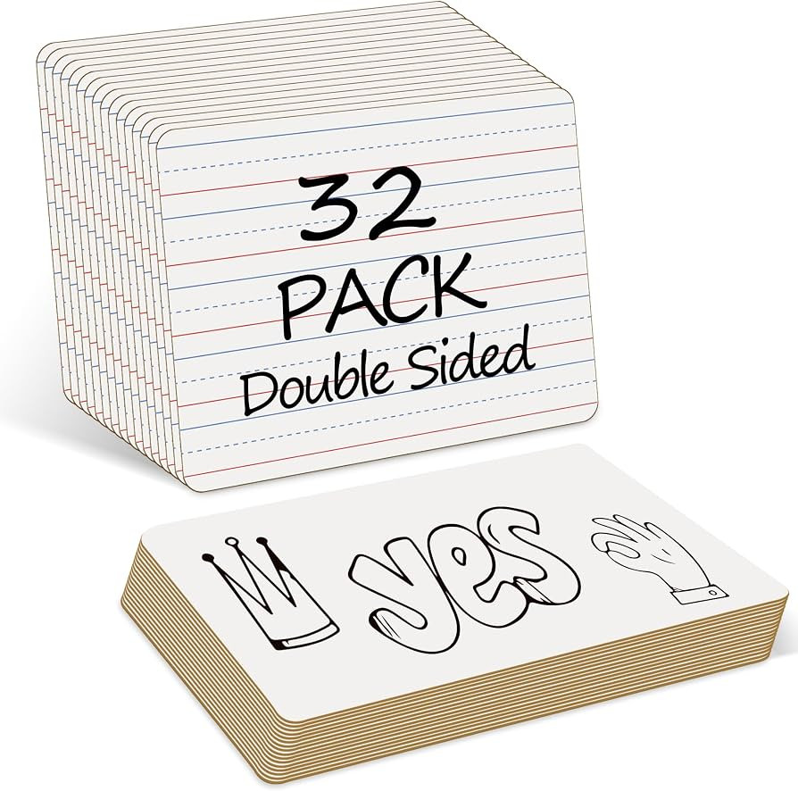 32 Pack Dry Erase Boards, 9"x12" Double Sided Easel Small Whiteboards with Lines for Kids, Educat... | Amazon (US)