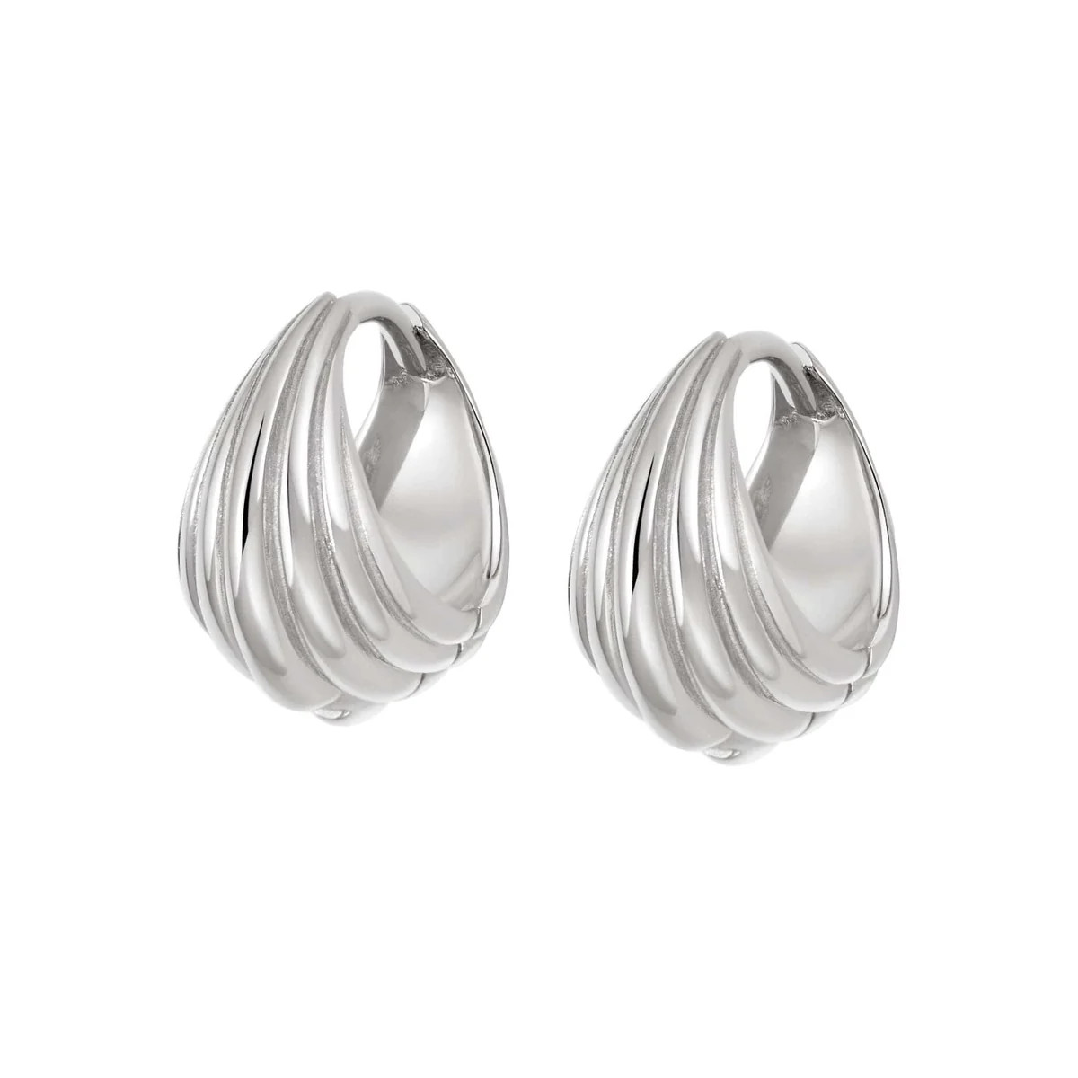 Ridged Huggie Earrings Sterling Silver | Daisy London Jewellery