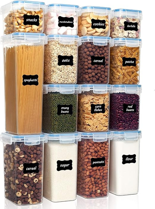 Vtopmart Airtight Food Storage Containers Set with Lids, 15pcs BPA Free Plastic Dry Food Canister... | Amazon (US)