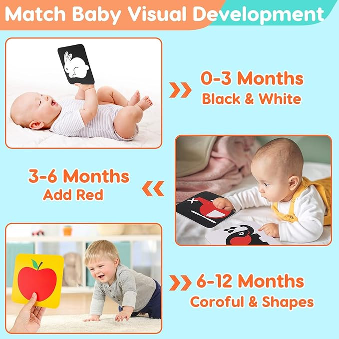 Black and White High Contrast Baby Books Flash Cards Tummy Time Mirror Toys Newborn Toys 0 6 Mont... | Amazon (US)