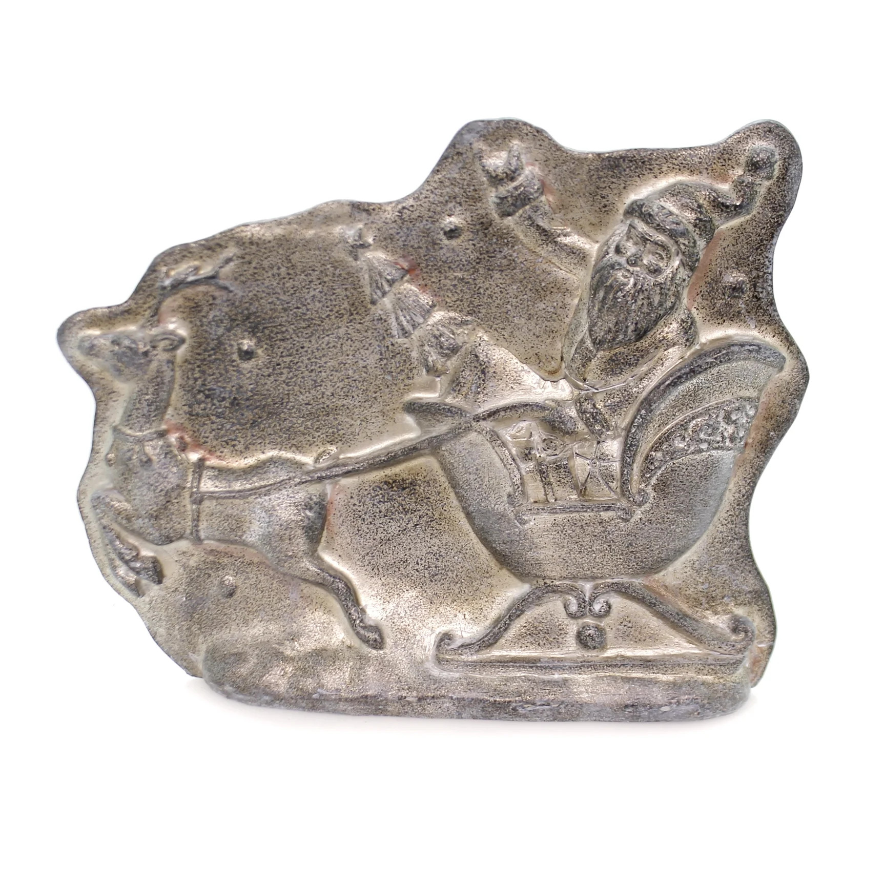 Christmas Pewter Santa & Reindeer Polyresin Pewter Antique Look 53484B3 | Walmart (US)