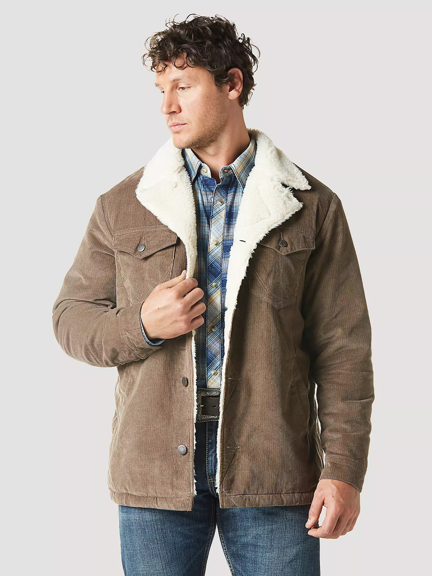 Men's Western Sherpa Lined Wrange Jacket in Chocolate Chip | Wrangler