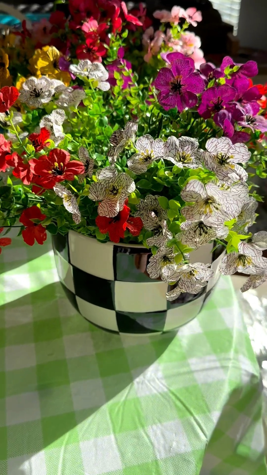 The gorgeous flower pots are from Walmart. 
The 8in checkered is out of stock but the smaller version is still available  

#LTKHome #LTKSaleAlert #LTKSeasonal