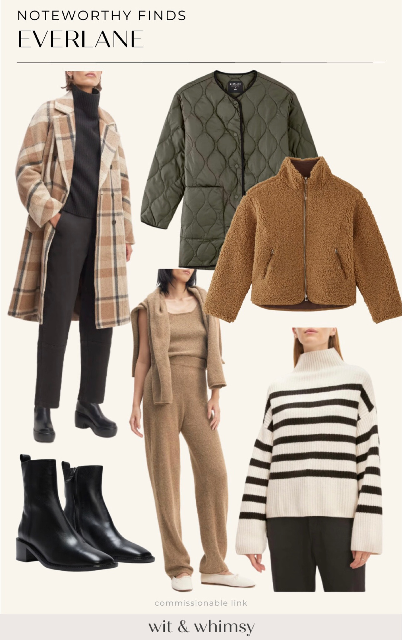 Noteworthy fashion finds from Everlane:
Plaid coat
Quilted jacket 
Fleece jacket 
Striped sweater 
Matching set 
Leather boots 

Fall outfits 
Fall fashion 

#LTKSeasonal