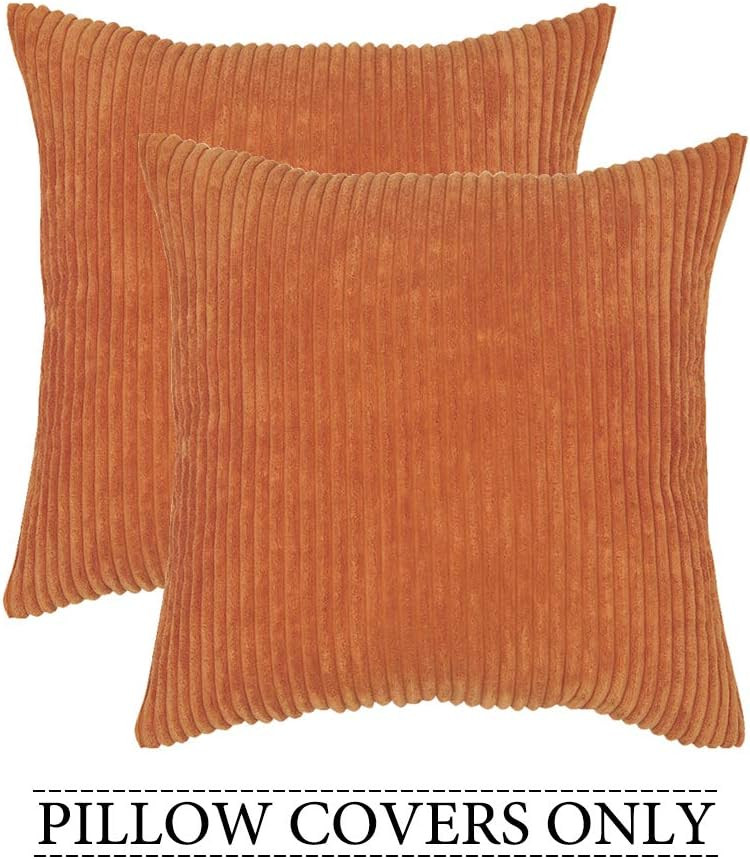 Miulee Pack of 2, Fall Corduroy Soft Soild Fall Decorative Square Throw Pillow Covers Set Cushion... | Amazon (US)