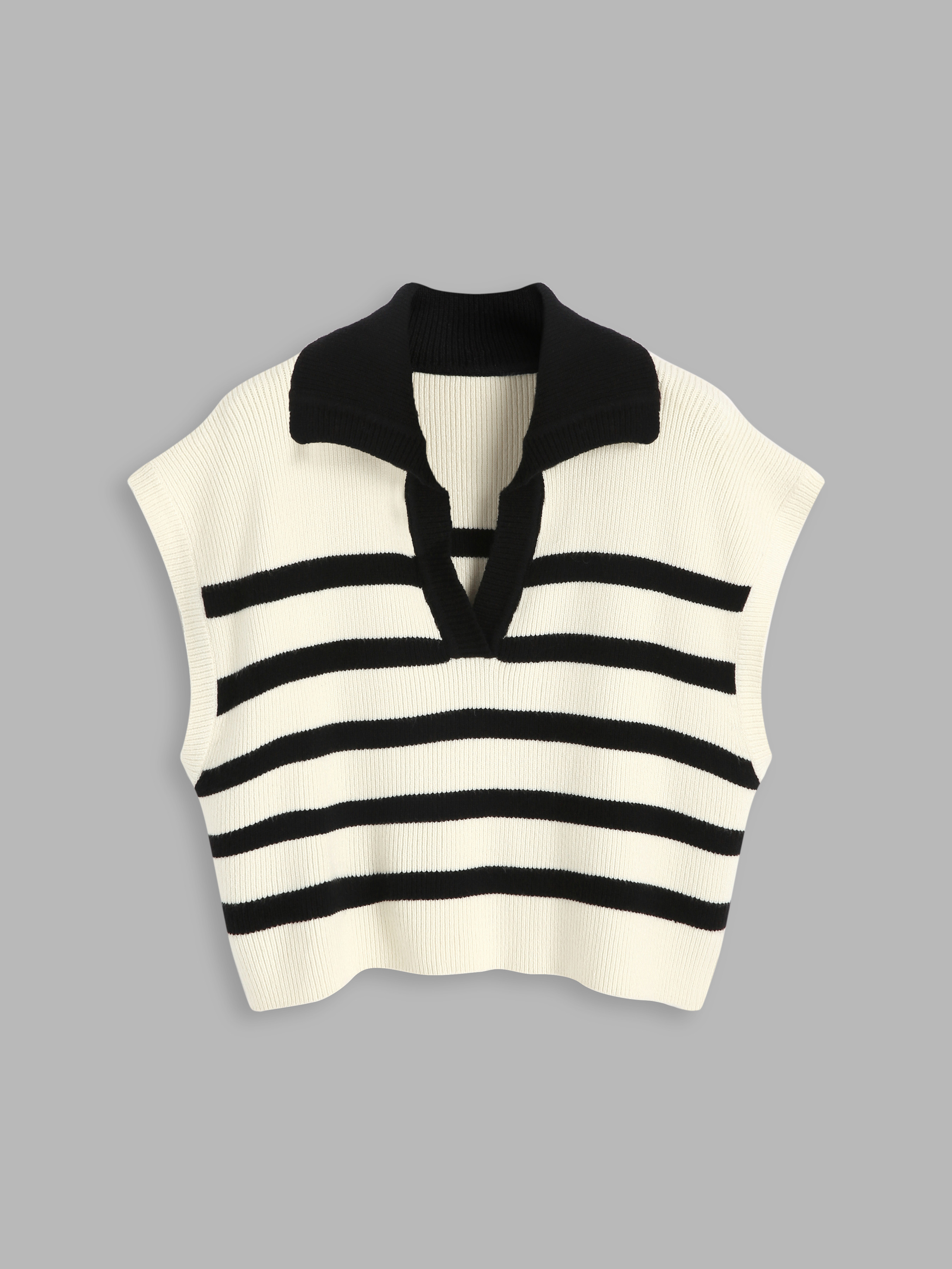 Knit Striped Polo Vest | Cider
