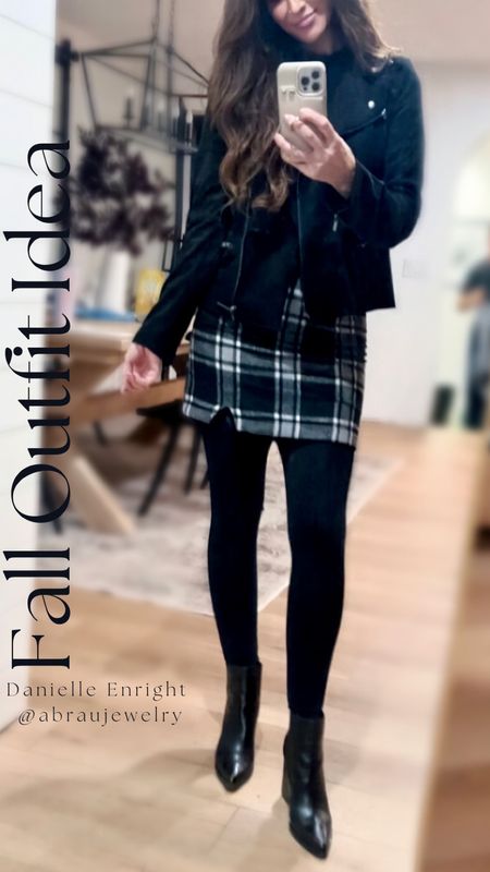 Cute going out or date night outfit for fall 🍂 

🏷️ date night outfits , fall outfit , plaid mini skirt , faux black leather jacket , suede jacket , faux suede moto jacket , black moto jacket , black mock neck , black bodysuit , black booties , pointed toe booties , leather booties , black leggings , fall jacket

#LTKSeasonal #LTKU #LTKshoecrush