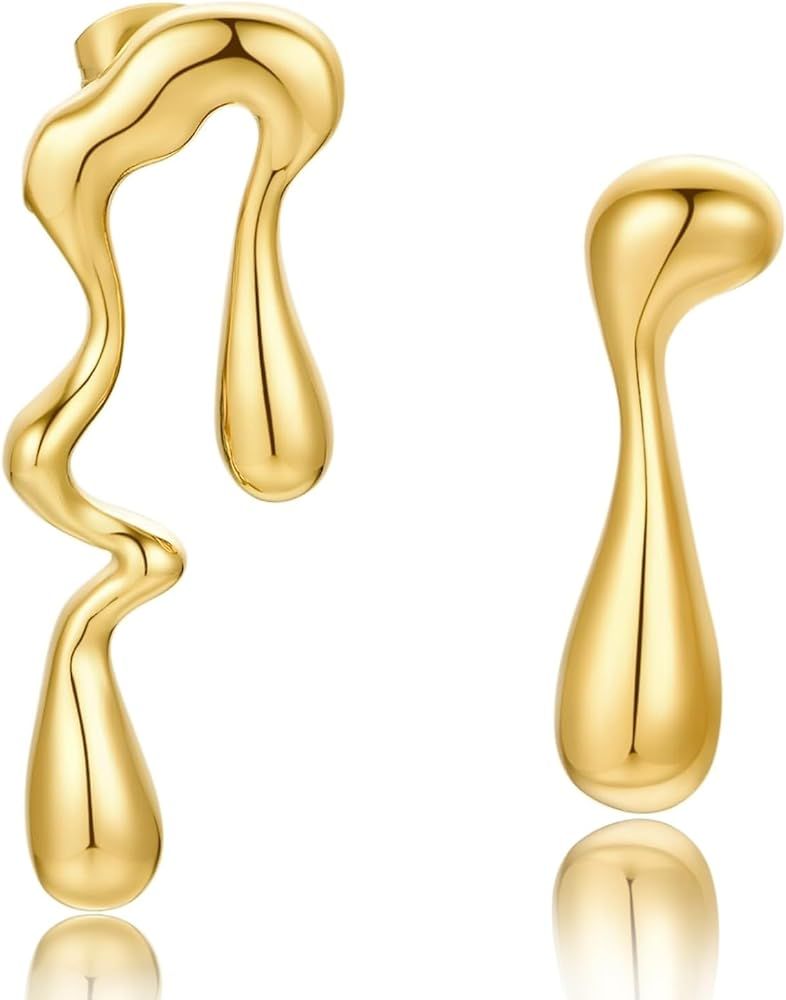 Gold Irregular Abstract Geometric Earrings Hypoallergenic Gold Plated Geometric Boho Earrings | Amazon (US)
