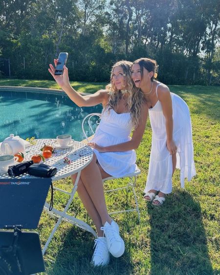 fun bts of our hollister shoot:) absolutely loved these dresses, the perfect amount of flowy for summer!! 

spring outfit, graduation dress, summer outfit, white dress, vacation outfit 

#LTKU #LTKfindsunder100 #LTKSeasonal