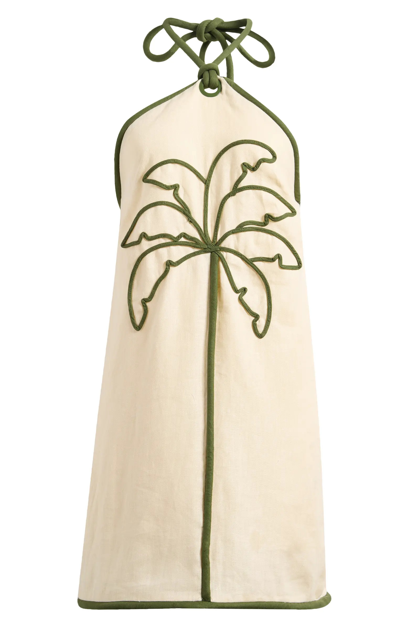 Coconut Contrast Piping Halter Minidress | Nordstrom