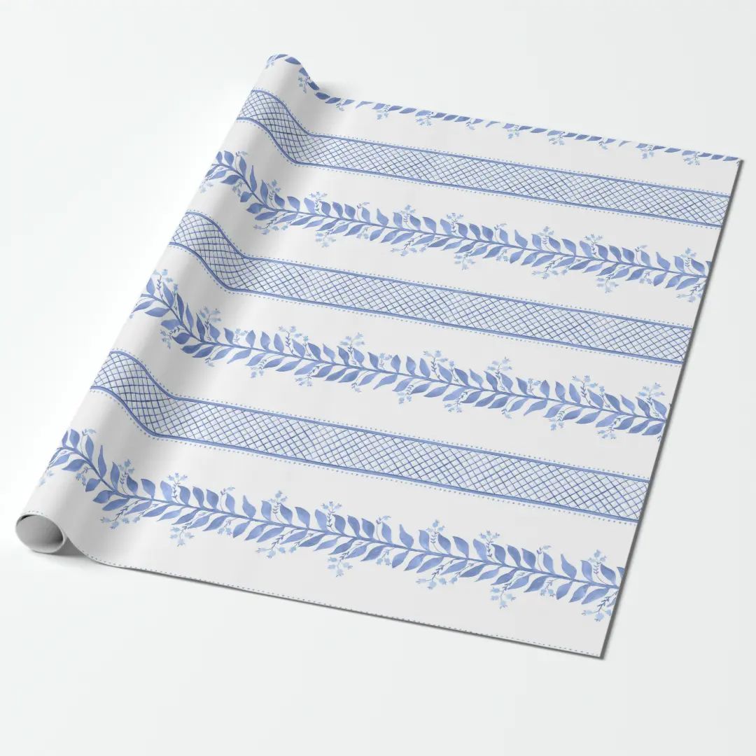 Blue Ivylines Wrapping Paper | Zazzle | Zazzle